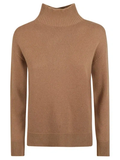 Max Mara Gianna High Neck Knitted Jumper In Brown