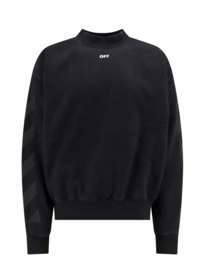 Off-white Cotton Sweatshirt With Frontal Off Logo In Black
