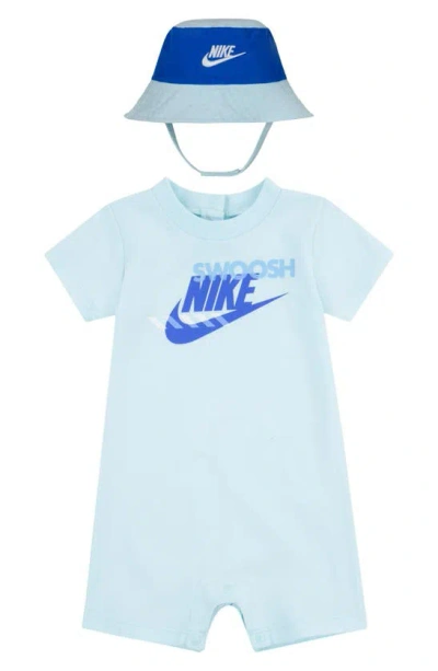 Nike Sportswear Pe Baby (0-9m) Romper And Bucket Hat Set In Blue