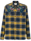 GUCCI GUCCI - PLAID SHIRT WITH WOLF EMBROIDERY ,493774Z370F12342570