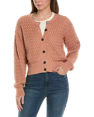 The Great The Stable Cardigan In Natural Dyed Acacia In Pink