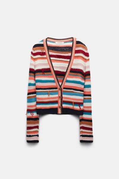 Dorothee Schumacher Cotton Blend Textured Knit Hoodie With Laced Front In Multi Colour