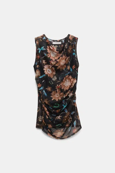 Dorothee Schumacher Mesh Jersey Tank Top With Allover Lucky Floral Print In Multi Colour