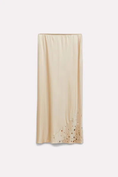 Dorothee Schumacher Hand-embellished Satin-silk Skirt In Beige