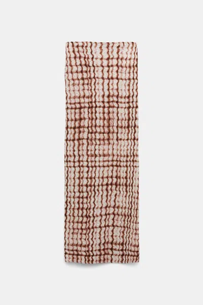 Dorothee Schumacher Silk-viscose Plaid Pencil Skirt With Allover Smocking In Multi Colour