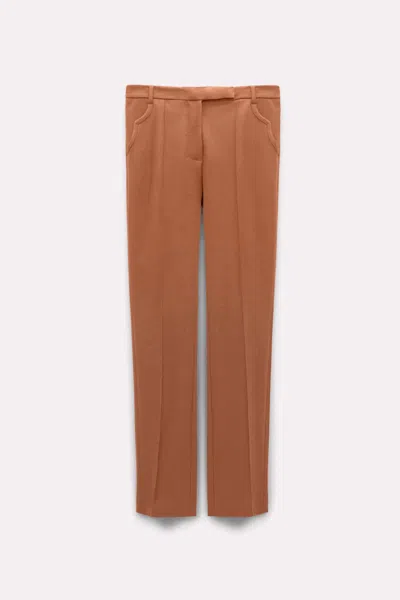 Dorothee Schumacher Wide Leg Pants In Punto Milano With Western Details In Brown