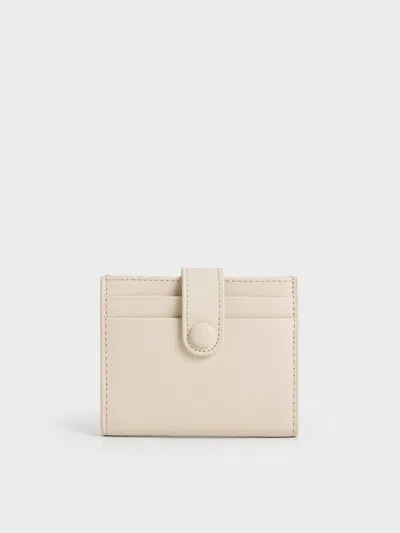 Charles & Keith Snap Button Card Holder In Beige