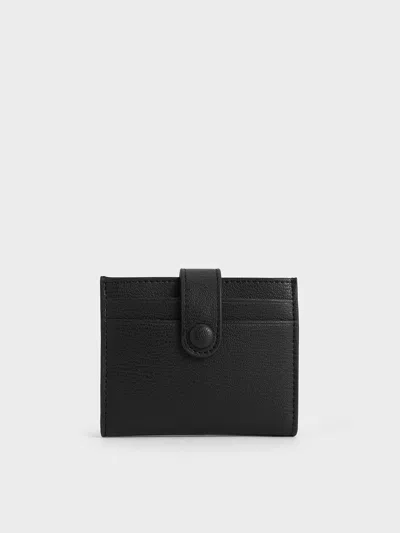 Charles & Keith Snap Button Card Holder In Noir