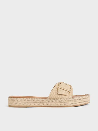 Charles & Keith Buckled Woven Espadrille Sandals