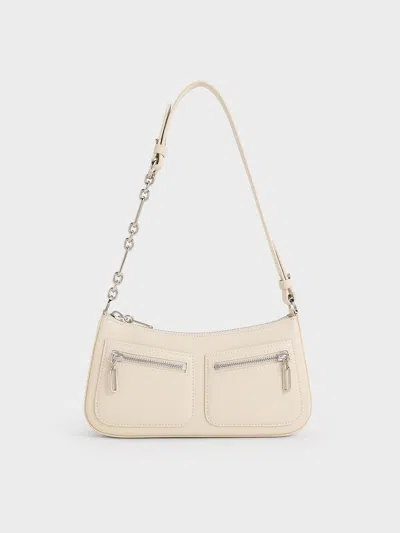 Charles & Keith Chain-strap Shoulder Bag In Beige