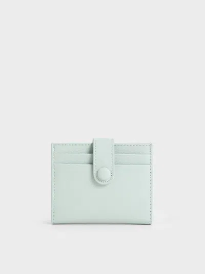 Charles & Keith Snap Button Card Holder In Sage Green