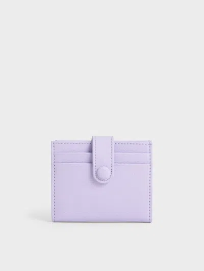 Charles & Keith Snap Button Card Holder In Lilac