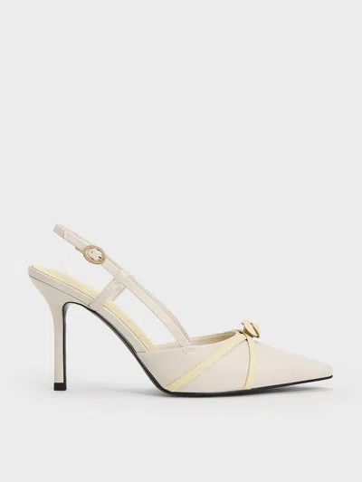 Charles & Keith Rose Pointed-toe Slingback Pumps In Butter