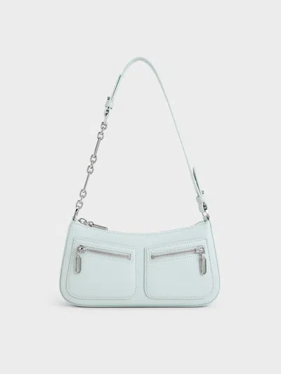 Charles & Keith Chain-strap Shoulder Bag In Sage Green