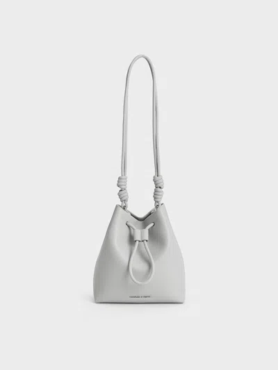 Charles & Keith Leia Knotted Bucket Bag In Grey