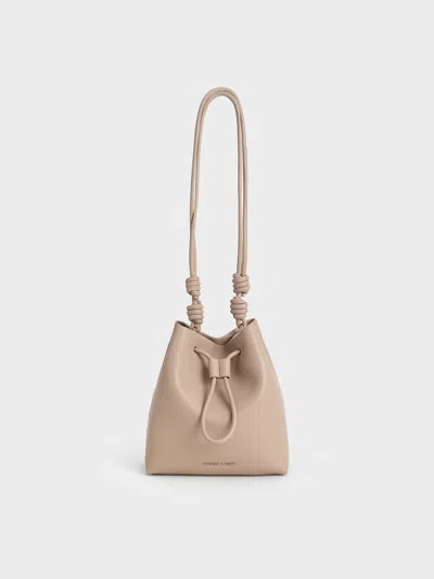 Charles & Keith Leia Knotted Bucket Bag In Brown