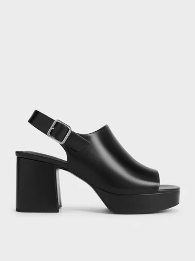 Charles & Keith Peep-toe Platform Sandals In Black