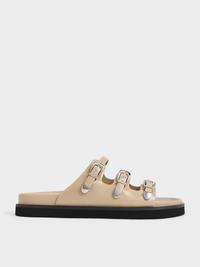 Charles & Keith Buckled Triple-strap Sandals