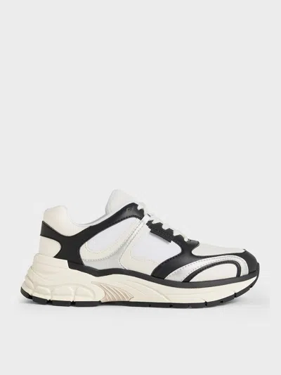 Charles & Keith Mesh Lace-up Chunky Sneakers In Black