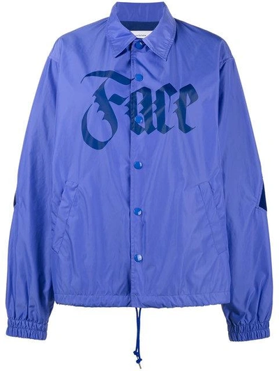 Facetasm Printed Bomber Jacket W/ Striped Inserts In Blue