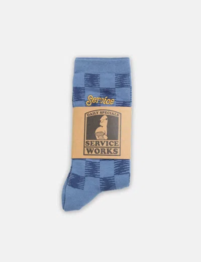 Service Works Checker Socks In Navy Blue