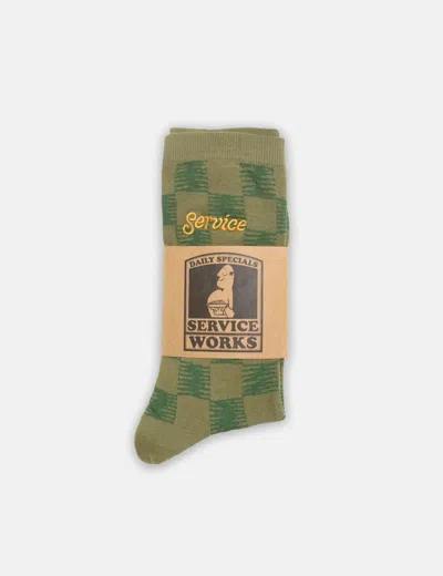 Service Works Checker Socks In Green