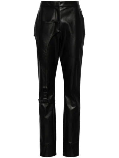 Elena Velez Moto Faux-leather Trousers In Black