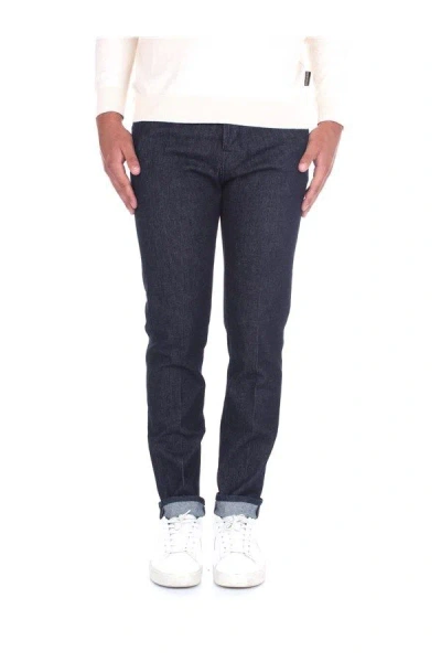 Jacob Cohen Sleek Slim Fit Designer Jeans With Leather Detail In Blue