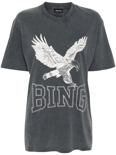 Anine Bing Logo-print Cotton T-shirt In Grey
