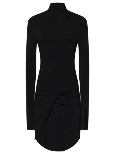 Off-white Twisted Stretch Viscose Mini Dress In Black
