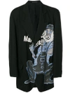 YOHJI YAMAMOTO YOHJI YAMAMOTO PRINT EMBROIDERED BLAZER - BLACK,HKJ5312612336778