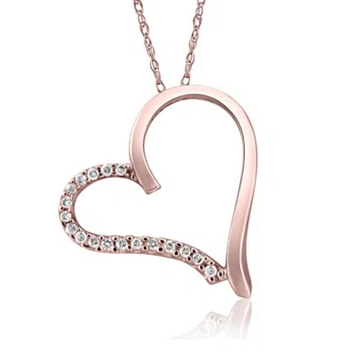 Pompeii3 1/10ct Sideways Diamond Heart Pendant Necklace In White, Yellow, Or Rose Gold In Multi