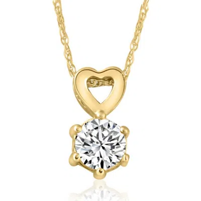 Pompeii3 1/2ct Diamond Solitaire Heart Pendant Necklace In White, Yellow, Or Rose Gold In Multi