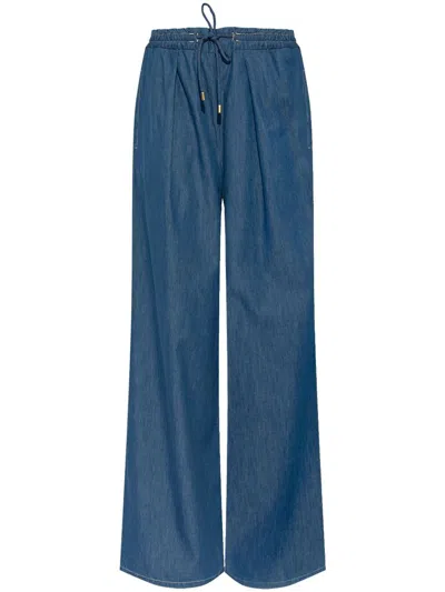 Emporio Armani High-rise Wide-leg Trousers In Medium Denim Blue