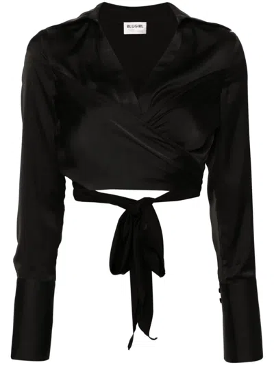 Blugirl Wrap-design Cropped Shirt In Black