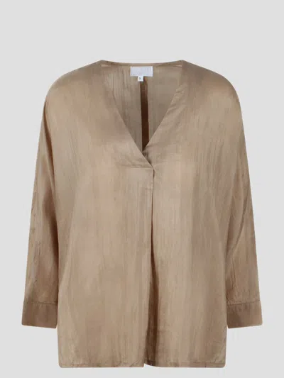 The Rose Ibiza Silk Blouse In Light Brown