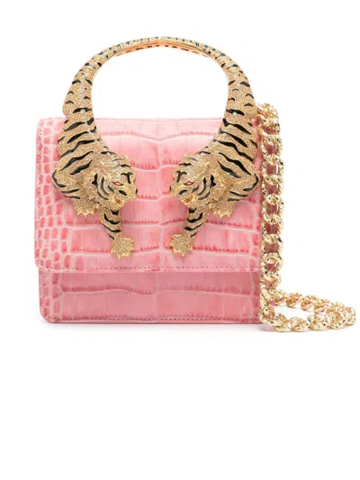 Roberto Cavalli Small Roar Leather Bag In Pink