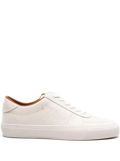 Moncler Monaco Leather Trainers In Neutrals