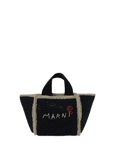 Marni Sillo Handbag In Black/ivory/black