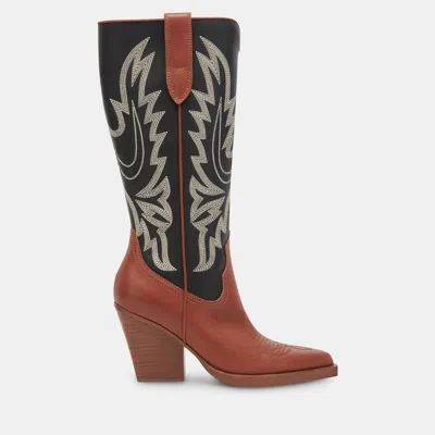 Dolce Vita Blanch Boots Brown Black Leather In Multi
