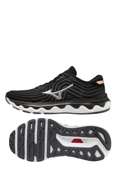 Mizuno Men's Wave Horizon 6 Running Shoes - 2e/wide Width In Black/silver