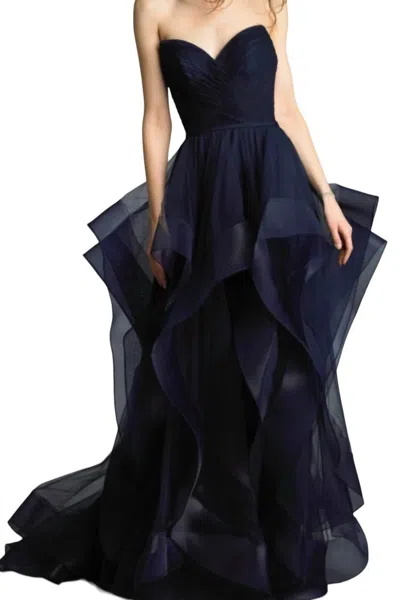 Issue New York Tulle Ball Gown In Navy In Blue