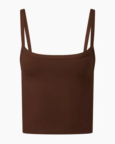 Weworewhat Women's Wide Strap Scoop Tank In Chocolate In Gold