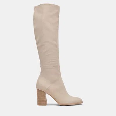 Dolce Vita Flynn Sand Nubuck Leather Knee-high High Heel Boots In Brown