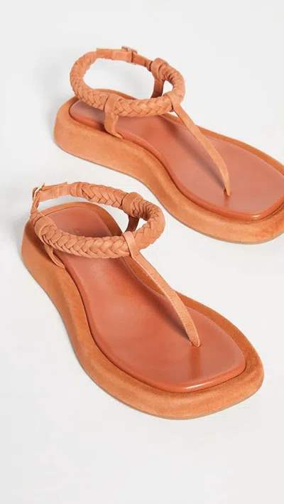 Gia Borghini Flat Braided Strap Sandals In Burnt Orange In Yellow