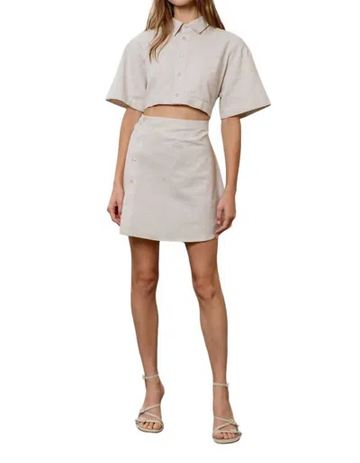 Moon River Shirt Dress In Oatmeal In White