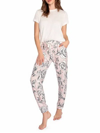 Pj Salvage Cinema Floral Banded Pajama Pants In Oatmeal In White