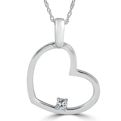 Pompeii3 Solitaire Diamond Heart Shape Pendant Necklace In White, Yellow, Or Rose Gold In Multi