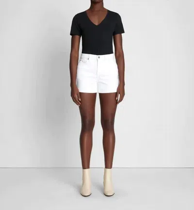 7 For All Mankind Mid Roll Short In Broken Twill White In Multi