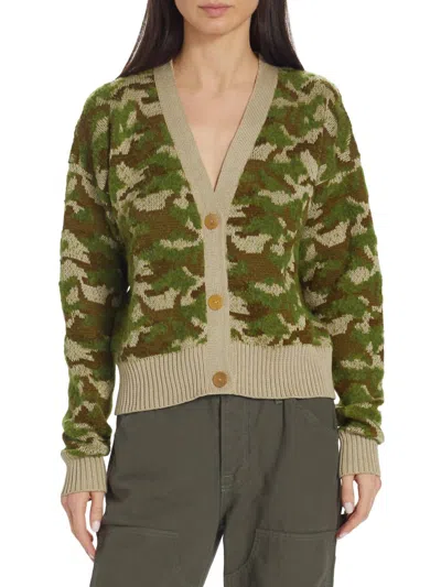 Nsf Rangu Crop Cardigan In Camo Jacquard In Multi